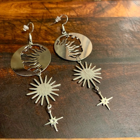 The Moon The Sun and the Stars Boho Dangler Earrings - Picture 2 of 6